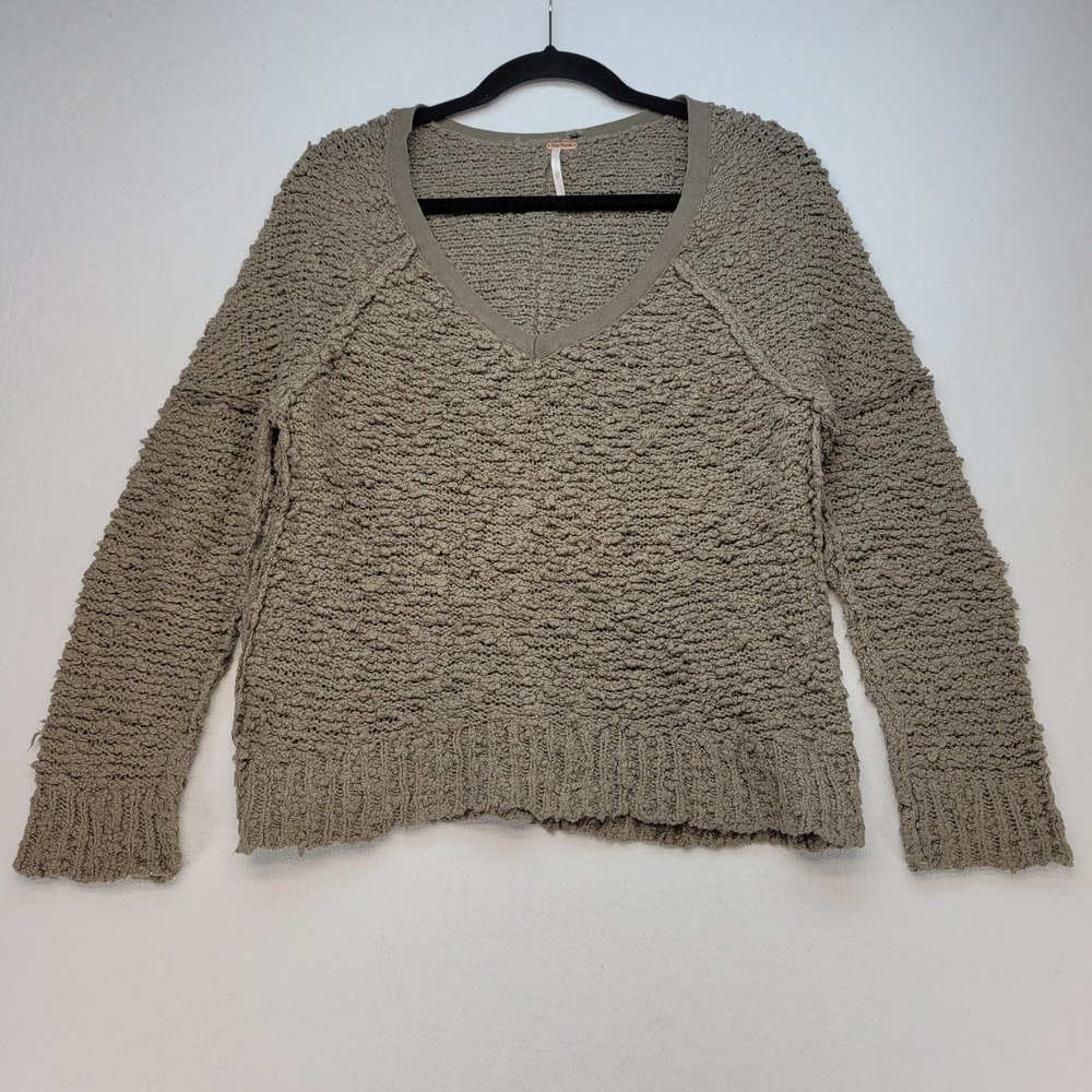 Free‎ People Sweater Womens XS Brown Songbird Shaggy Bear Pullover Oversized